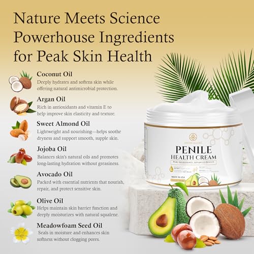 Premium Penile Health Cream for Men – Peptide-Enhanced Intimate Moisturizer with 7-Oil Blend – Fast-Absorbing, Non-Greasy Hydration, Comfort for Dryness & Chafing, Supports Skin Health, 4oz - Image 3