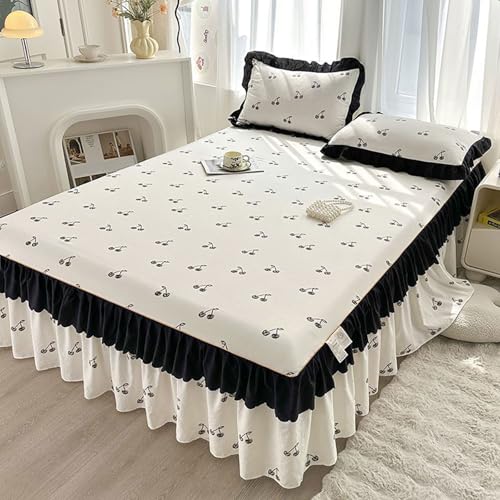 Cooalinar Juego de Tres Piezas de Falda de Cama con Volantes,Falda de Cama con Volantes Elástico,Antideslizante,Antiarrugas,Transpirable,para Decoraciones de Bodas y Fiestas navideñas