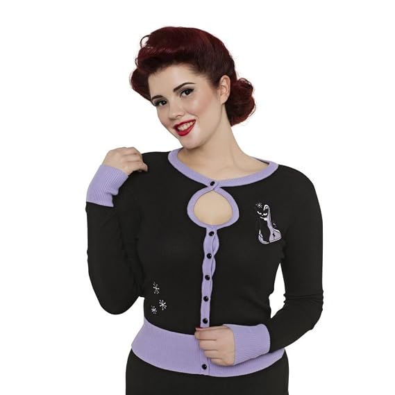 Isabella Retro Kitties Cardigan Black 