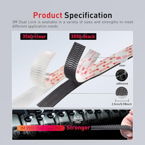 Image of 3M Dual Lock, Heavy Duty Reclosable Fastener, 1 inch x 3 inch, SJ3550, 8 PCS