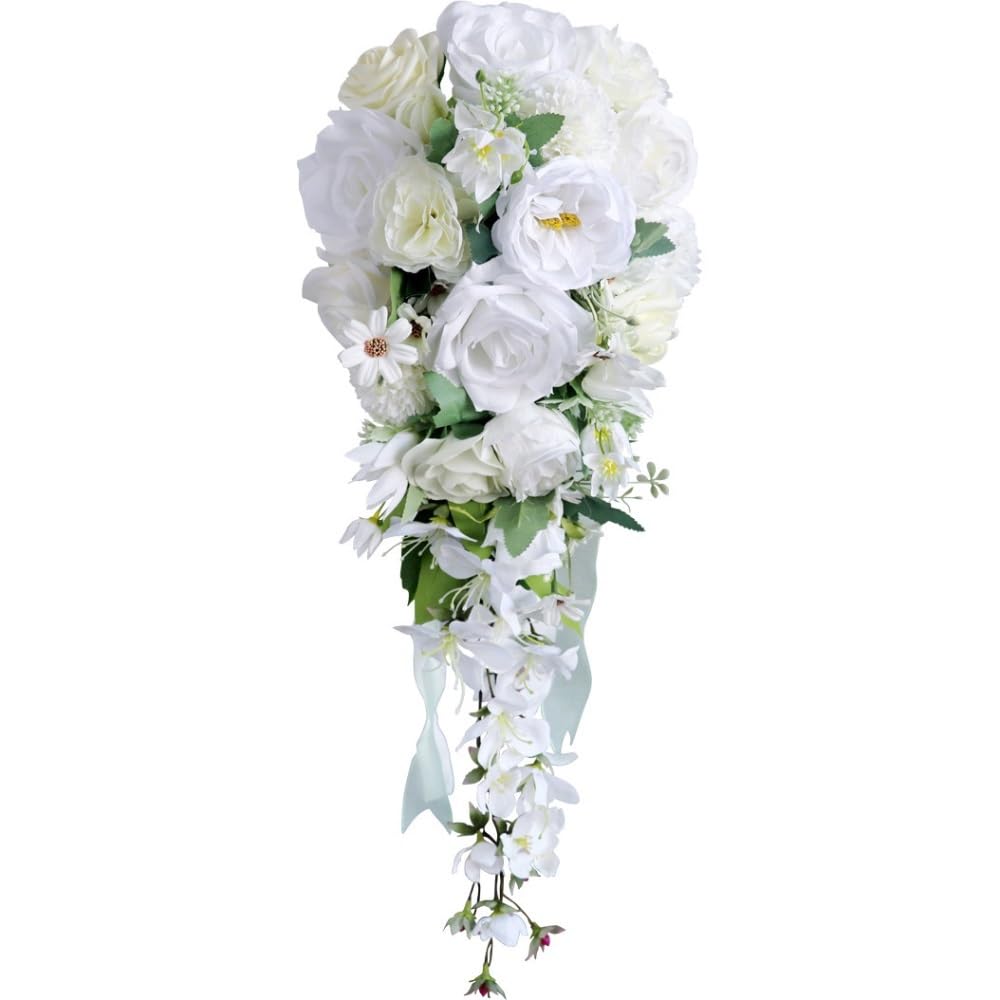 HUFFA Artificial Waterdrop Bouquet for Outdoor Weddings - Stunning Floral Arrangement for Bride's Special Day