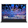 SCREENPRO Tensioned Floor Rising Projector Screen 150 inch, Motorized ALR Projector Screen with Remote, 16:9 Electric Home Theater Screen for 4K Projectors