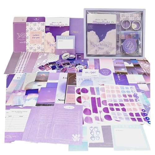 ROEOWENE 410PCS Kit Scrapbooking DIY Journal Accessoire Vintage Stickers Esthétique Scrapbooking Materiel Kit Complet Autocollant Scrapbooking Accessoires Set DIY...