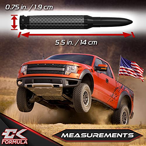 Ck Formula 5.5" 50 Cal Bullet Antenna, Carbon Fiber, Universal Replacement Antenna For Car Truck Suv, 6061 Aluminum Body & Copper Coil Internal, Car Wash Safe, Pack Of 1 #TOP3