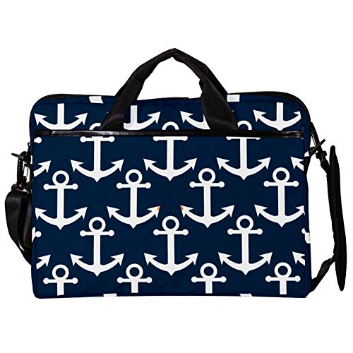 Bolso bandolera para portátil 14 15 pulgadas diseño ancla color blanco con asas