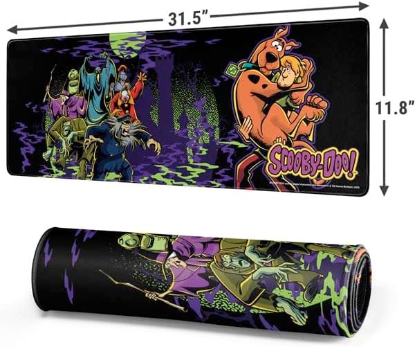Skinit Large Gaming Mouse Pad - Officially Licensed Scooby Doo vs Monsters Design with Stitched Edges, Waterproof, Non-Slip Rubber Base, Desk Mat for Keyboard & Mouse, 31.5" x 11.8" inches