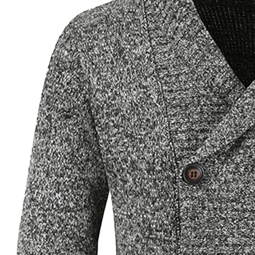 Mens Lapel Double Breasted Cardigan Shawl Collar Cable Knit Fall Sweater Knitted Textured with Buttons for Men3