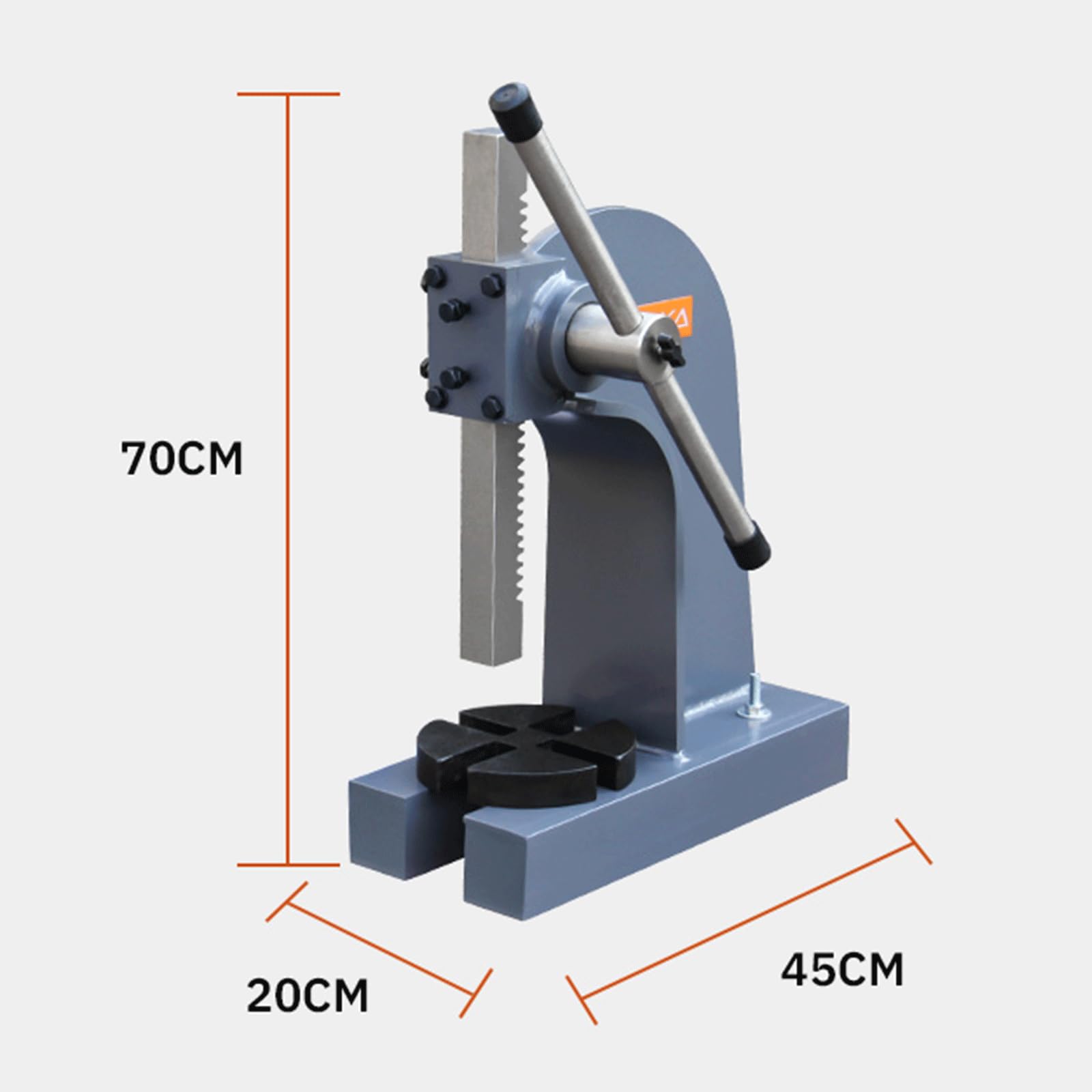 Spremiagrumi rotativi a cremagliera, piastra di base regolabile in 4 posizioni, 3 tonnellate in ghisa, altezza 280 mm, pressa ad alta potenza
