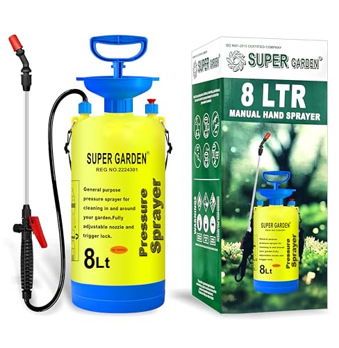 Image of Super Garden Dvi Super Garden Pressure Sprayer Used For Spray In Agriculture, Pesticides, Insecticides, Water Spray On Plants, Home And Commercial Use (8 Litre Tank)