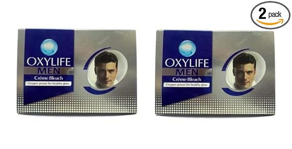 Men Creme Bleach 150gm (Pack Of 2) Oxygen Power for Healthy Glow 3 Benefits Removes Tan