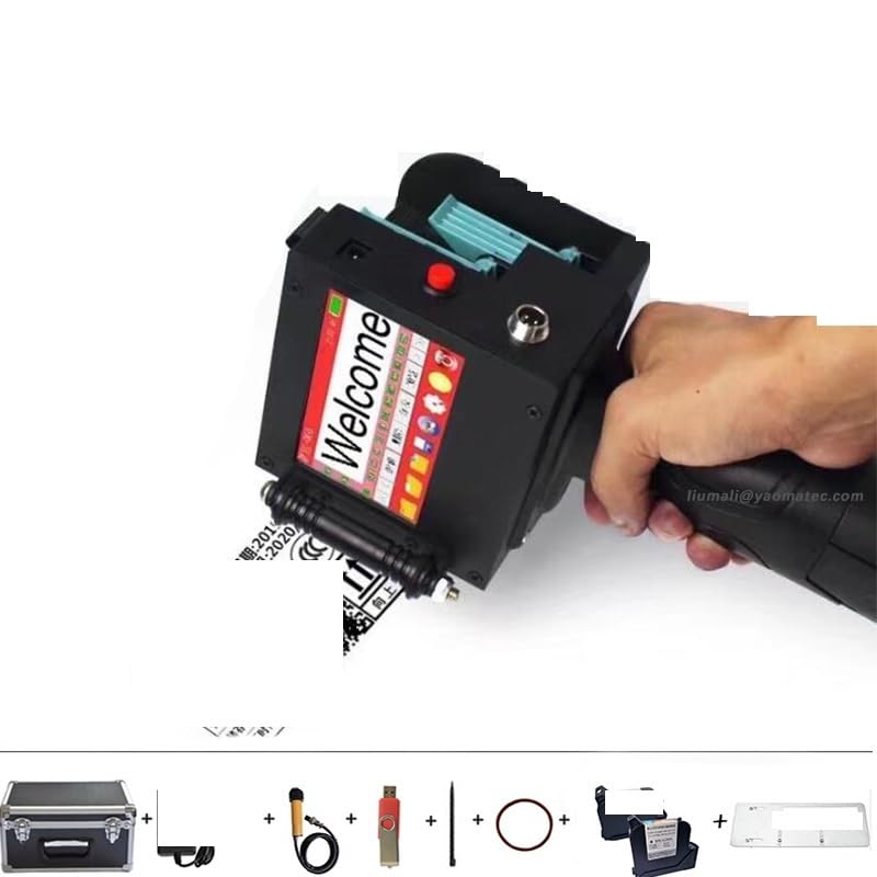Impresora de inyección de Tinta térmica portátil for mascarillas, con código de Barras de 5 cm, Fecha Variable, número de Serie y Fecha de caducidad.(Bianco)
