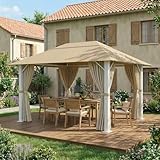 JUMMICO Tonnelle 3x4 Imperméable en Aluminium Résistante au Vent et aux UV avec Rideaux Idéale pour Jardin et Terrasse Structure Robuste et Durable Protection Efficace Contre Mauvais Temps