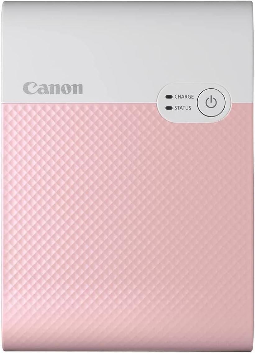Canon SELPHY Square QX10 Portable Photo Printer, Wi-Fi Connectivity, USB Charging, Dye Sublimation Printing, 100 Year Print Life, Square Photo Paper, SELPHY Photo Layout App INTL Model (Pink)