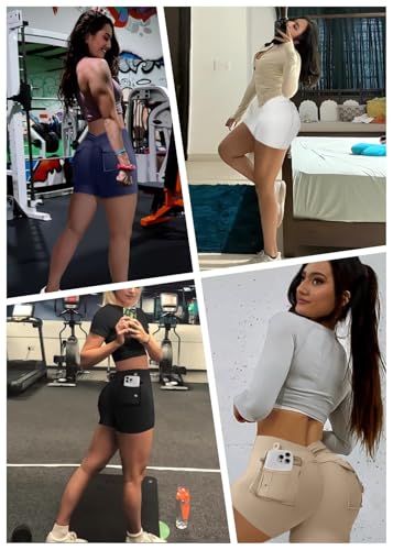 Flamingals High Waisted Workout Shorts for Women Running Athletic Shorts Scrunch Butt Lifting Yoga Pants with Pockets2