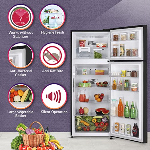 Image of LG 380 L 3 Star Frost-Free Smart Inverter Wi-Fi Double Door Refrigerator Appliance (GL-T412VESX, Ebony Sheen, Convertible & Door Cooling+, Gross Volume- 408 L)