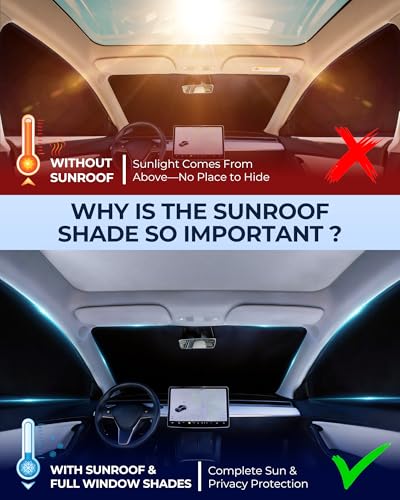 Image of 10 Pack Roof Sunshade & Full Window Shades [with Secure Suction Cups] for 2025-2026 Tesla Model Y Juniper, Sunroof Windshield Side Window Rear Covers, Heat-Blocking Privacy Shades for Camping