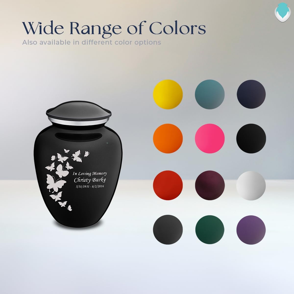Geturns Embrace Small Personalized Butterfly Cremation Urns for Human Ashes I Black Funeral Urn for Men and Women I Holds up to 44 Cubic Inches