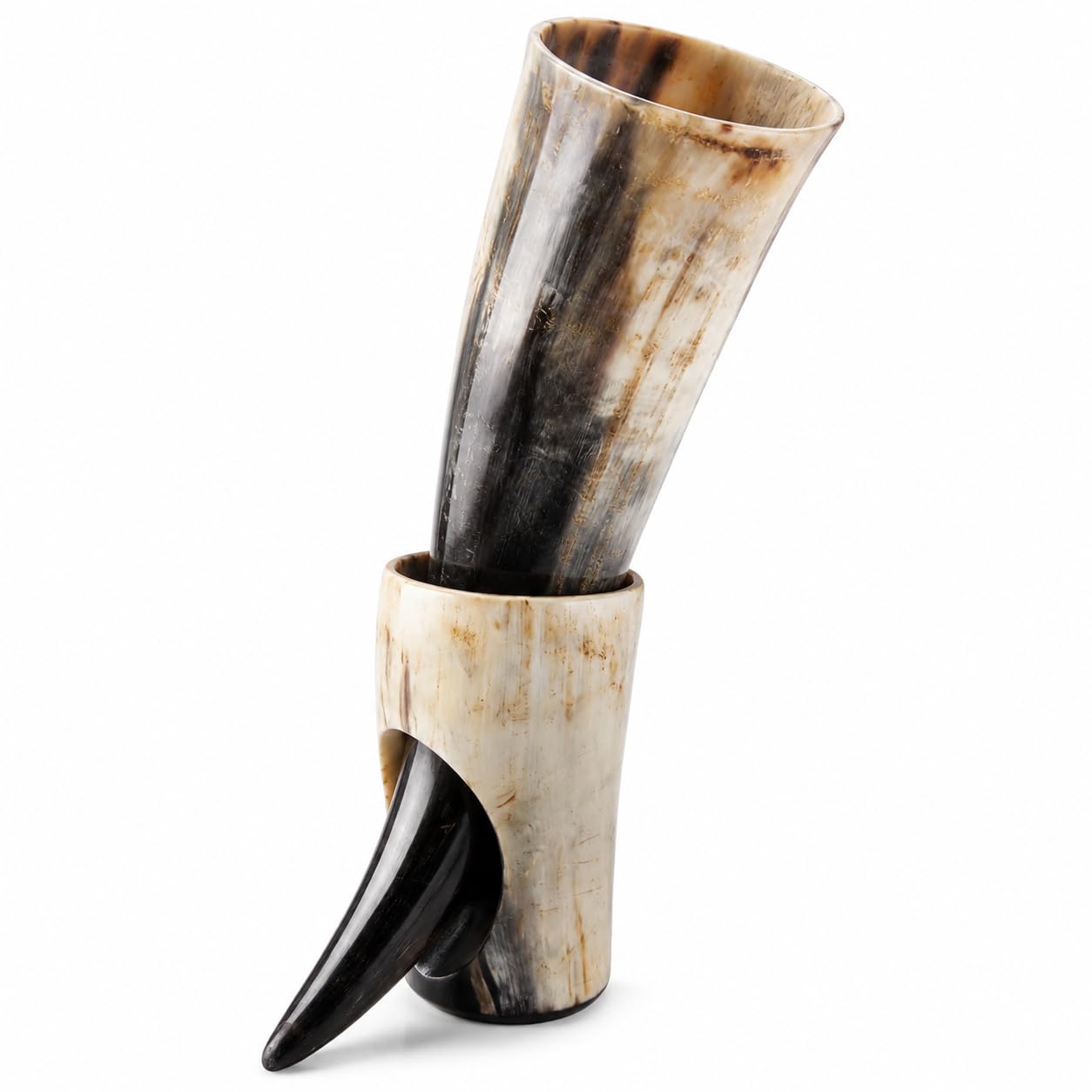 Cuerno vikingo sin fugas con soporte estable copa de buey natural de 30 cm