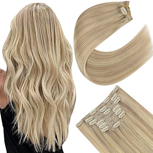 Ugeat Clip in Hair Extensions Real Human Hair Highlight Hair