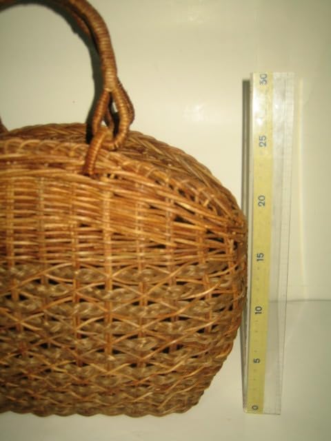 アケビ 手提げ籠 カゴバッグ 山型縁 タスキ掛け編み 自然素材