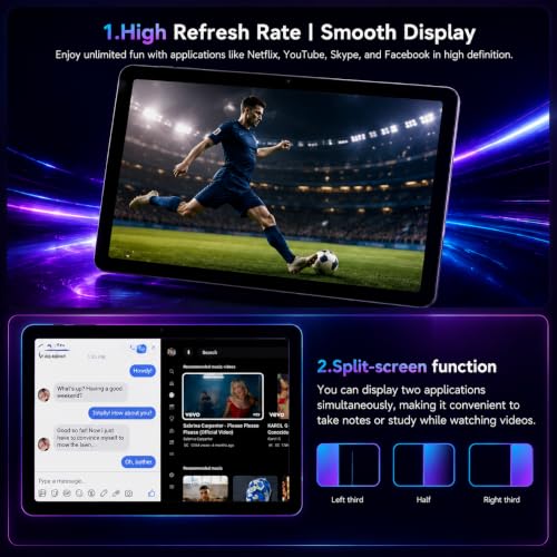 Image of 2026 Android 16 Tablet 11 Inch, 30GB+128GB 1TB Expand, 7800mAh Large Battery, Wi‑Fi 6 & BT 5.4, Widevine L1, Face Unlock, HD IPS Touchscreen, Dual Camera, Black