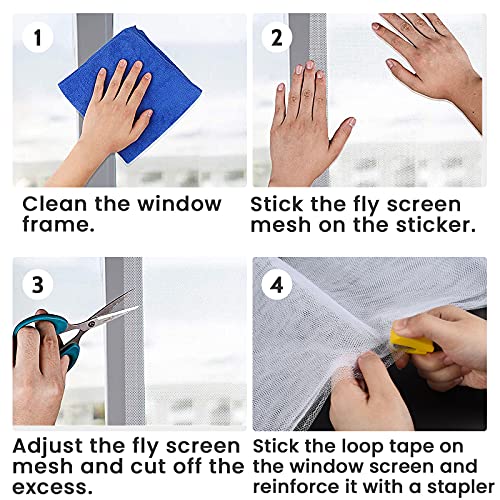 1 stuk vliegengaas voor ramen, muggennet voor ramen, insectenwerend net, insectenwerend net, vliegengaas, met 1 rol… - Afbeelding 7