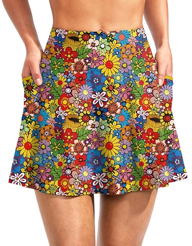 Image of Kayrth Women's High Waisted Swim Skirt with Zipper Pockets Tummy Control Bathing Suit Swimsuit Tankini Bottoms