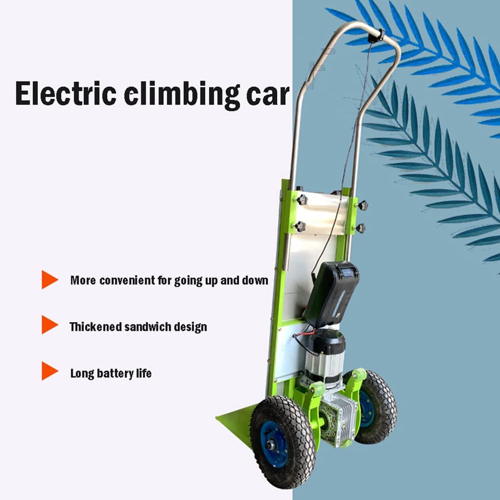 Carrello montascale elettrico, carrello a mano facile da usare su e giù per le scale con carico 200 kg, carrello salva manodopera con batteria rimovibile da 48 V / 20 Ah, verde/verde / 800