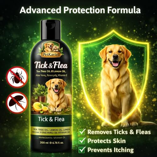 Image of Dog Grooming Combo Tick & Flea Shampoo 200ml + Oatmeal Shampoon 200ml with Deshedding Glove | Anti Tick Cleansing Moisturizing Bath Care Kit for Dogs | Fur Removal Massage Glove Grooming