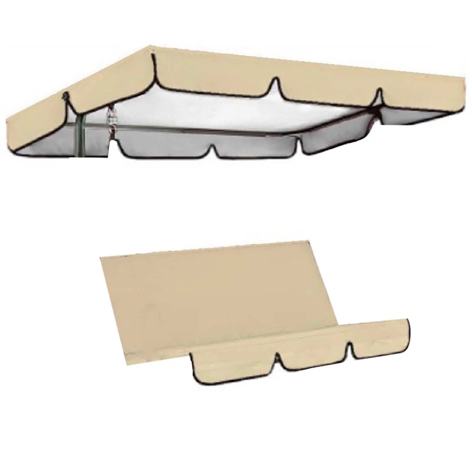 Swing Chair Canopy Replacement 3-Seat Swing Seat and Ceiling Cover Garden Hammock Tent Waterproof Protection Courtyard (not include swing)(Beige)
