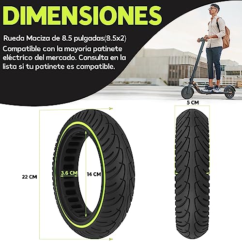 ANSENI Solid Wheels for Electric Scooter 8.5 Inches, Glow in the Dark Tires - Image 2