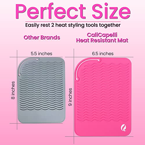CaliCapelli Professional Heat Resistant Styling Silicone Mat para todas las planchas, tenazas rizadoras y herramientas de cabello, alfombrilla rosa miniatura 4