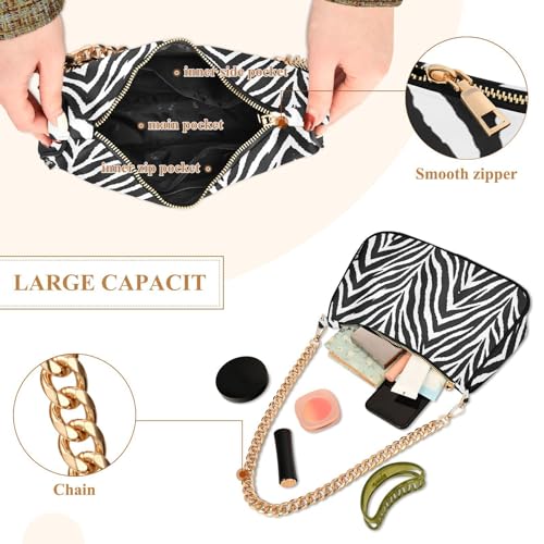Image of Shoulder Bags for Women Animal Zebra Leopard Cheetah Tiger Print Hobo Tote Handbag Small Clutch Purse with Zipper Closure