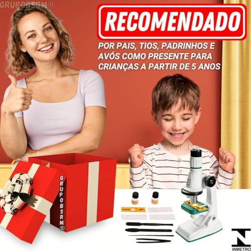 Kit microscopio infantil optico com led para criança brinquedo educativo educacional pedagógico pres