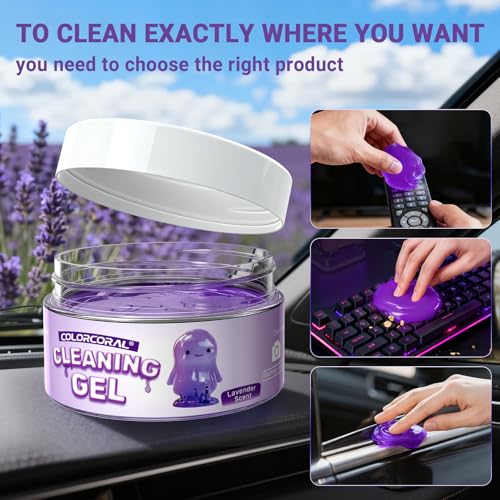 Image of Car Cleaning Gel Reusable 2Pack - Lavender Scent Dust Cleaning Putty Keyboard Slime for Car Interior Air Vent Cleaner, Auto Detailing Tools Accessories, Dust Remover Gifts for Men Women,200g,Purple