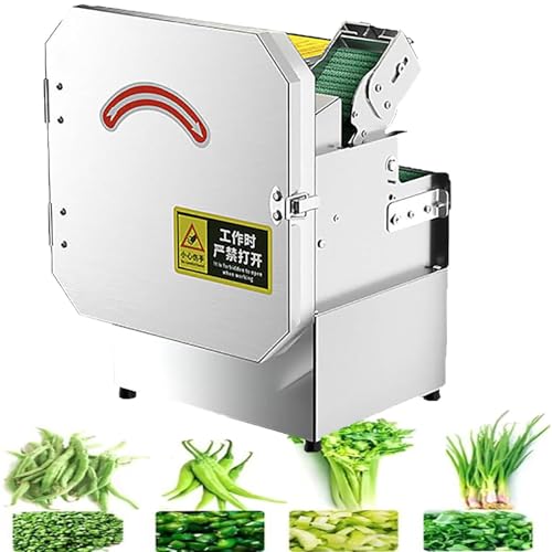Cortador de verduras eléctrico comercial, picador automático de cebolletas de 200 W, 150-300 kg/h, puerto de alimentación de 70 mm, corta en secciones anillos y rebanadas para cocina