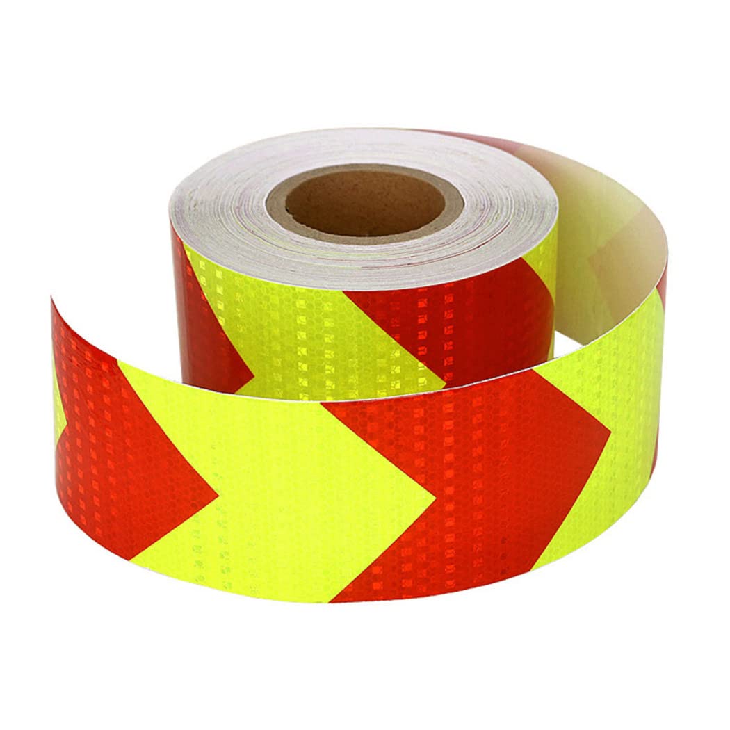 Cinta de señalización de peligro roja y blanca, Cinta reflectante autoadhesiva de advertencia peligro, 10 cm x 50 m, multicolor(Red+yellow a)