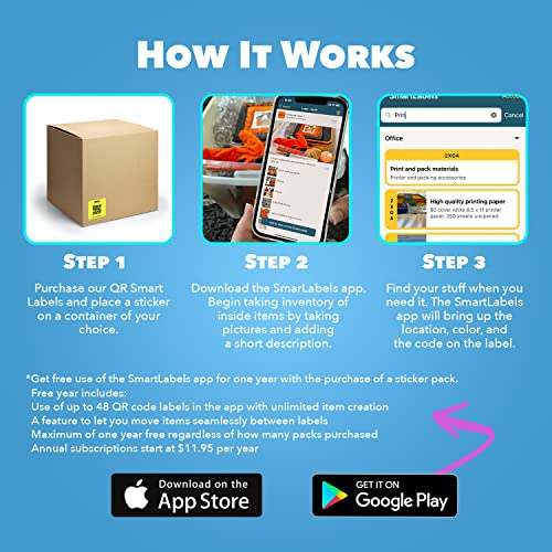 Qr Code Smart Labels | Color Coded Scannable Stickers For Storage Bins, Moving Containers & Organization | Pack And Track Inventory On Ios & Android App | Pack Of 48 (Modern) #TOP5