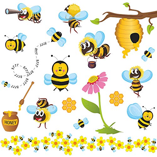 Rw-1061 3D Bee Wall Decals Bee Flowers Wall Stickers Cartoon Animals Stickers Diy Removable Animals Tree Branch Wall Art Decor For Kids Babys Nursery Bedroom Living Room Playroom Classroom Decoration #TOP7
