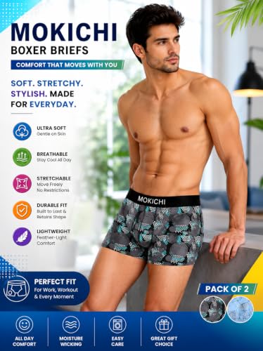 Image of Men's Printed Trunks, Pack of 2 | Abstract Geometric Design | Stretchable Elastic Waistband | Comfortable Regular Fit Underwear