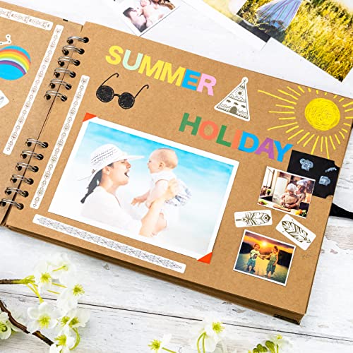 Image of Bstorify Large Scrapbook Photo Albums 50 Pages (11 x 8.5 inch) Brown Thick Kraft Paper, Memory Book - Ideal for Your Scrapbooking, Art & Craft Projects