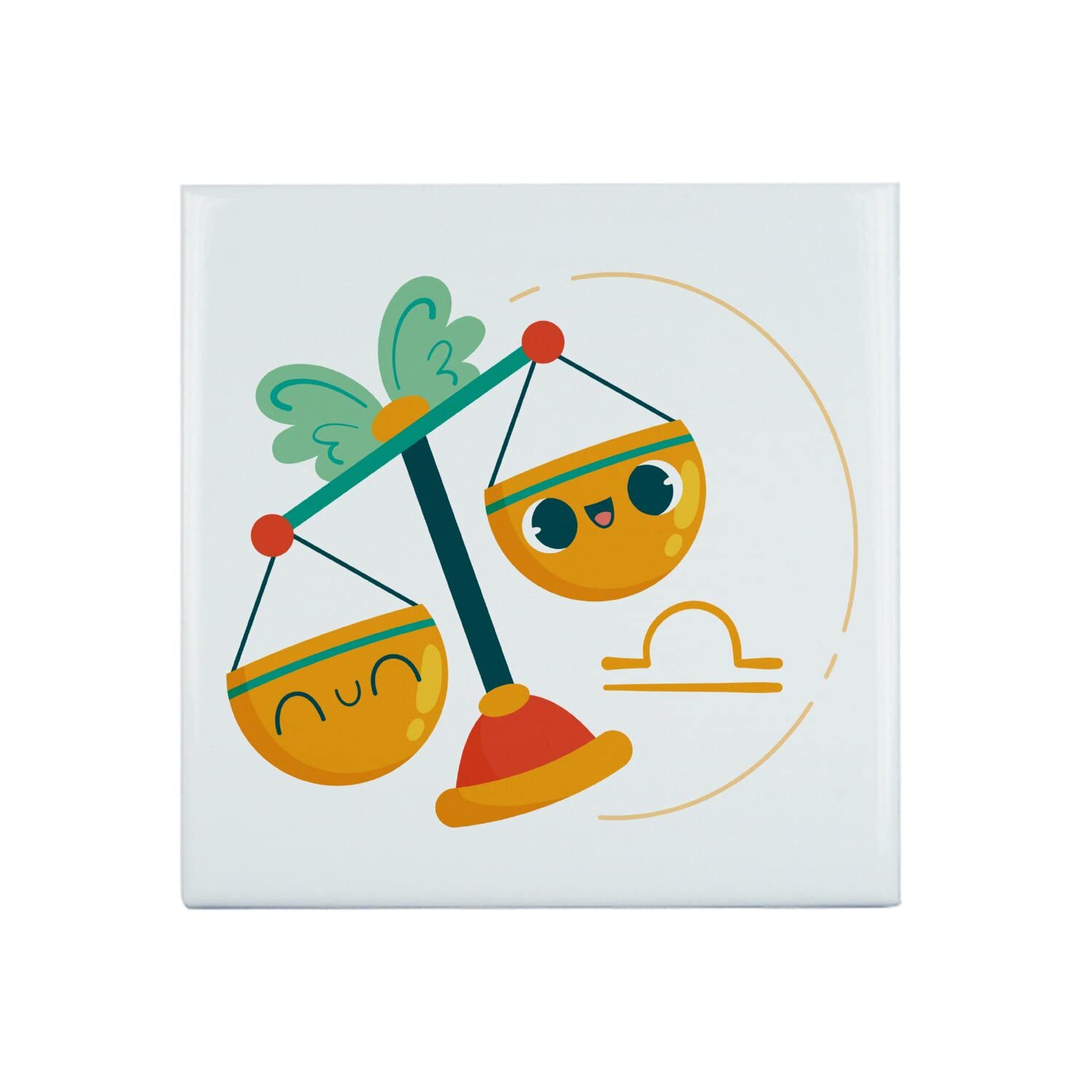 Fantastyczna dekoracyjna płytka ceramiczna 15,2 x 15,2 cm - Waga Znak zodiaku Rysunek Symbol Ilustracja