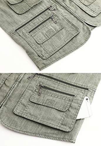 Image of Hbufnha Men's Casual Safari Travel Vest 16 Pockets Outdoor Work Vest Sleeveless Jacket Fishing Hiking Photograph