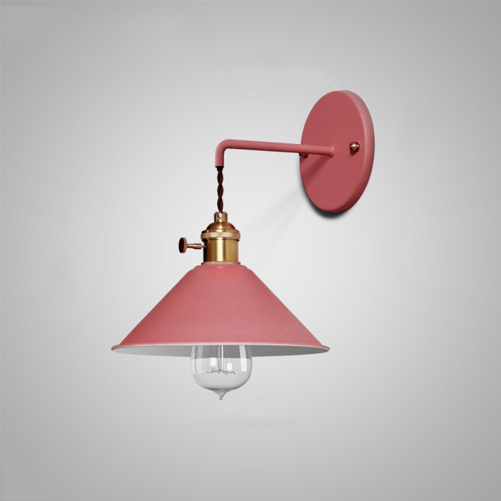 HUAYUSEDF Wall Lamps, Wrought Iron Light Lamp with Switch Industrial Retro Rustic Loft Antique Colorful Sconce Decorative Restaurant Bar Aisle Chandeliers(Pink)