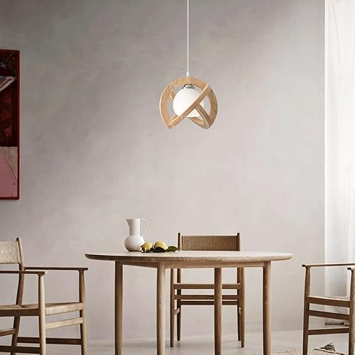 Miniatura 2 de SSBHDM Japanese Retro Style Chandelier,E27 Screw Ceiling Lighting Fixtures,Creative Personality Solid Wood Glass Hanging Lamp,Study Restaurant