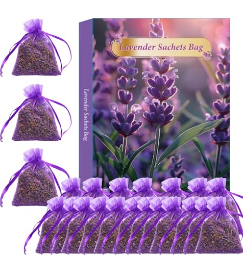 20 Stück Lavendel Duftsäckchen für Kleiderschränke, Lavendelsäckchen mit duftendem Lavendel als Duftsäckchen Echter Getrocknetem Lavendelsäckchen, Kleidermotten Bekämpfen, Mottenschutz für Schrank