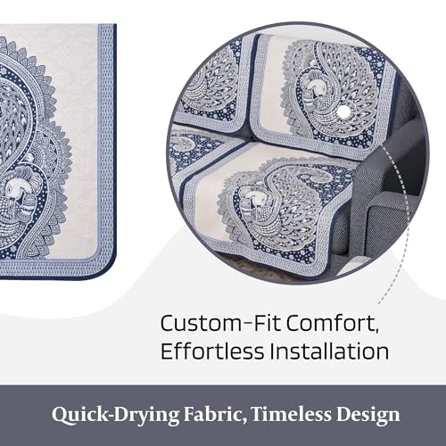 Image of Kuber Industries Sofa Cover | Net 2+1 Seater Sofa Slip Cover Set | Couch Sofa Cover Set | Sofa Cover for Home | Sofa Slipcover Set | Sofa Cover for Living Room | Mor Digital-837 | Blue
