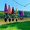 Blue Ridge Mountain Gifts Pyramid Bottle Wind Chime for Garden & Porch Decor w/Cooper Accent, Stained Wooden Ball, & Colorful Glass Bottles - Ideal for Wind Chime Lovers (Amber) #2