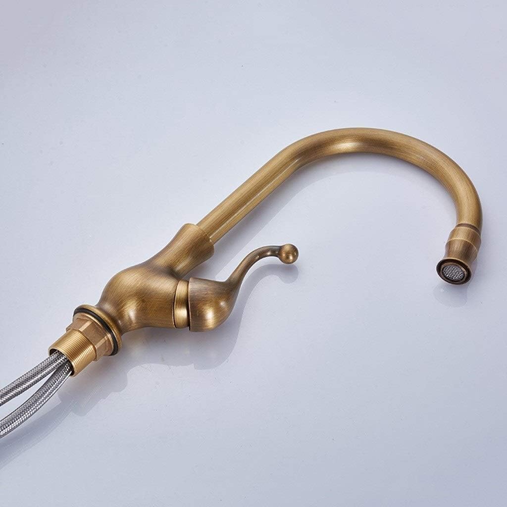 アンティークブロンズキッチンバーシンク蛇口 - 360&deg;回転、シングルレバーホット＆コールドウォーターコントロール、ヴィンテージスタ