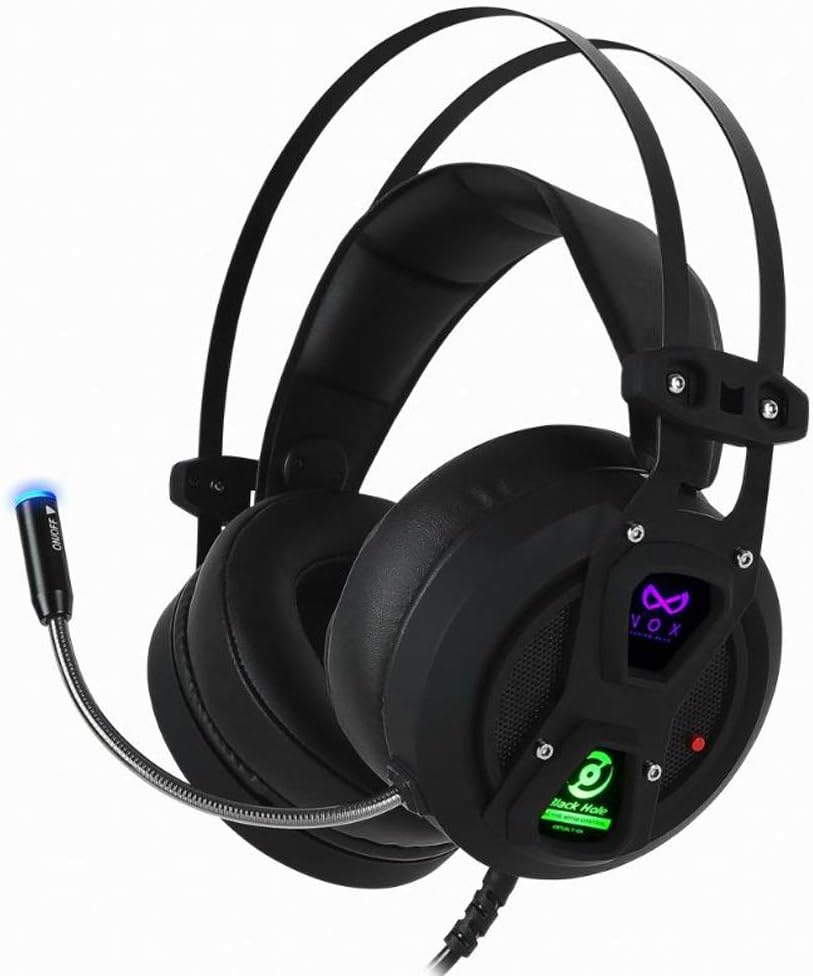 ANC Active Noise Cancelling Control Gaming Headset, 7.1 Channel Surround Stereo, Comfortable Leather Earbuds, with USB Port, Works for PC, Notebook (NOX_Black Hole)